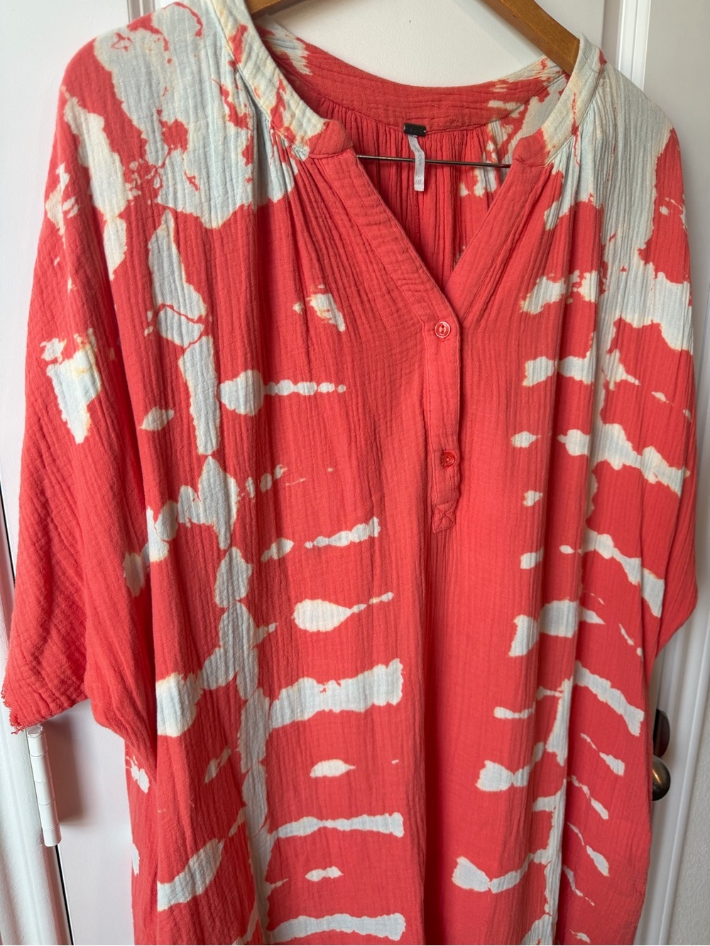 YBF Brand Coral Tie-Dye Caftan Dress or Swim Cover-Up - Picture 4 of 6